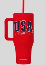 USA RED CUP WITH STRAW