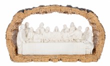 LOG CARVED LAST SUPPER WHITE AND BROWN
