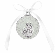 WHITE ENAMELED CRIB MEDAL BOXED