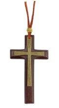 WOOD MEDAL CROSS CAR ORNAMENT BROWN