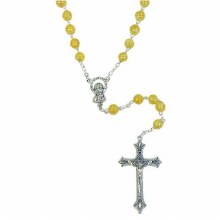 IMITATION GLASS ROSARY - MARBLED YELLOW