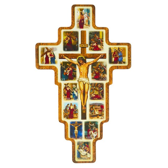 WAY OF THE CROSS 12" WOOD CROSS