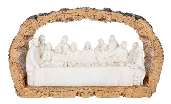 LOG CARVED LAST SUPPER WHITE AND BROWN