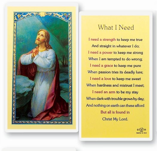 WHAT I NEED PRAYER CARD