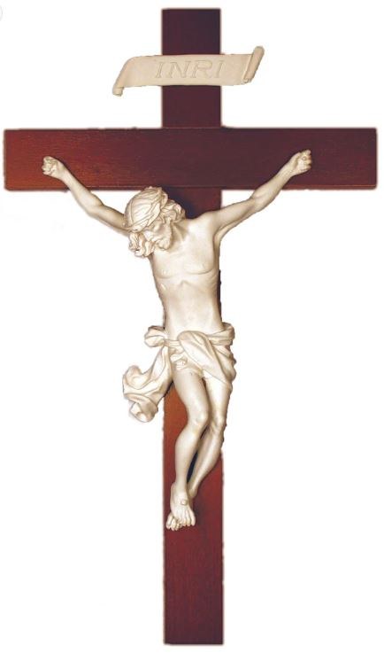 WHITE ALABASTER CRUCIFIX WOOD