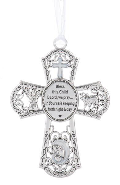 WHITE CRIB CROSS BLESS THIS CHILD