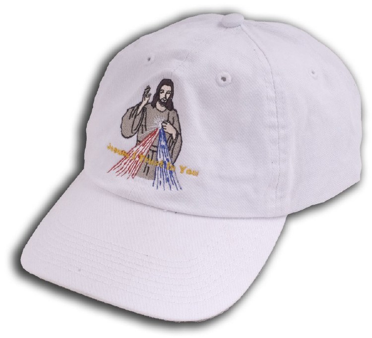 Divine Mercy Embroidered Hat - White