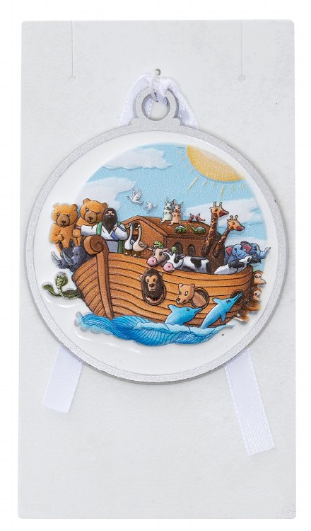 NOAH'S ARK CRIB MEDAL W/ WHITE RIBBON