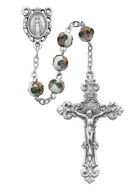 WHITE REAL CLOISONNE ROSARY