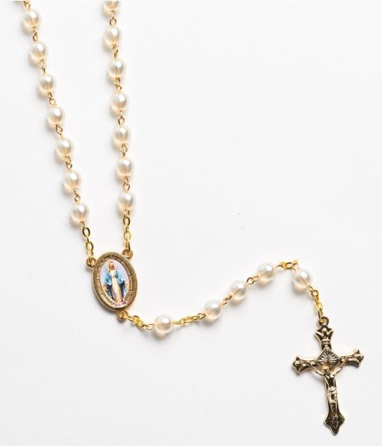 WHITE ROSARY MIRACULOUS
