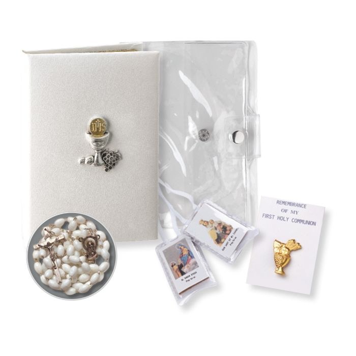5PC WHITE 1ST COMMUNION GIFT SET