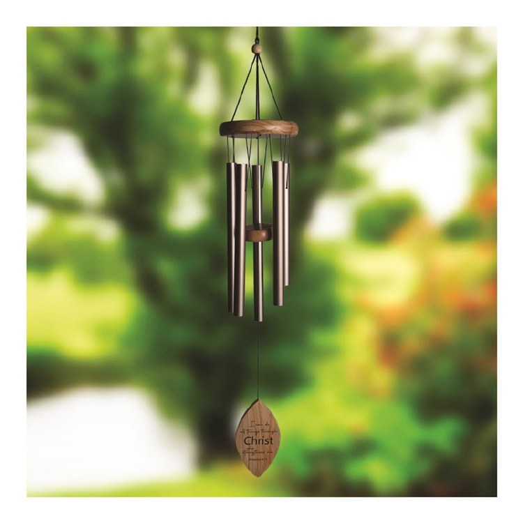WIND CHIME WOOD/ METAL, I CAN DO ALL THINGS THROUGH CHRIST