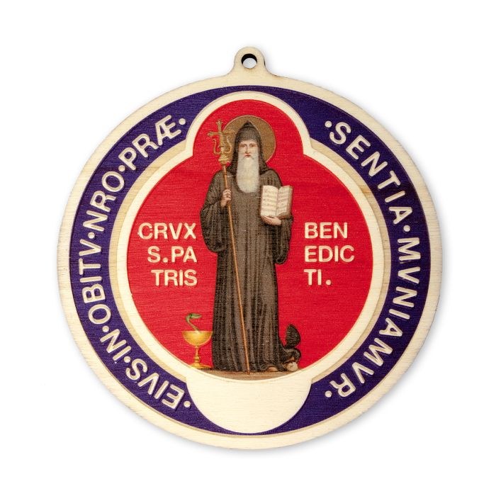 ST BENEDICT WOODEN MEDALLION