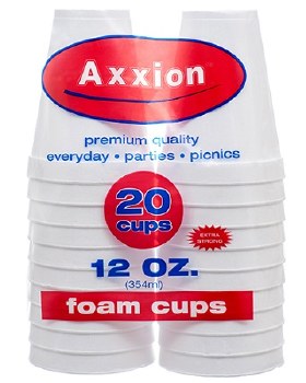 Axxion 12oz Foam Cups 20 pcs