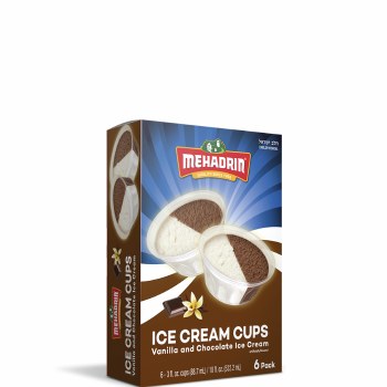 Mehadrin Ice Cream Cups Vanilla Chocolate 6 pack