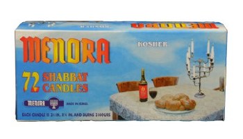 Menora Shabbat Candles 72 Count