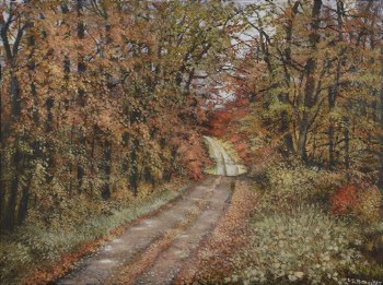 Lynne Schumacher, Cottage Road in Autumn