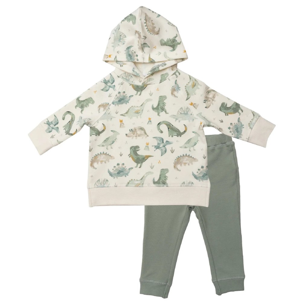 Angel Dear Crayon Dinos Hooded Sweatsuit Set - Modern Natural Baby