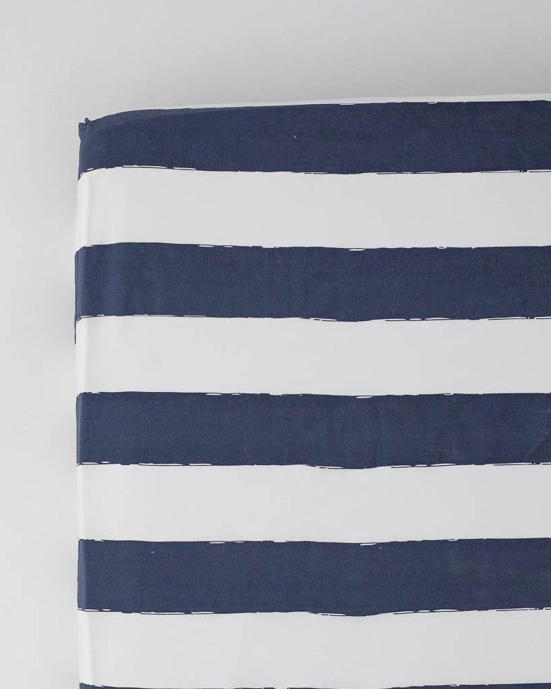 navy stripe crib sheet