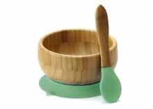 Avanchy Bamboo Suction Bowl w/ Spoon Green