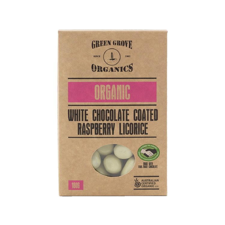 Licorice Raspberry White Chocolate Coated 180gm