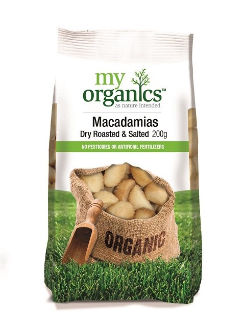 Organic Roasted &amp; Salted Macadamia Nuts 200gm