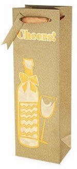 Cheers! Gold Sparkle Wine Bag