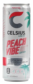 Celsiuis Sparkling Peach Vibe 12oz Can