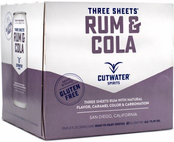 Cutwater Three Sheets Rum & Cola Cocktail 4pk 12oz Can