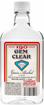 Gem Clear 190 Proof Grain Alcohol 375ml