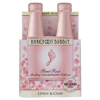 Barefoot Bubbly Brut Rose 4pk 250ml Can