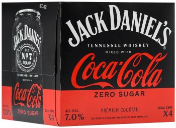 Jack Daniels Coca Cola Zero Sugar 4pk 12oz Can