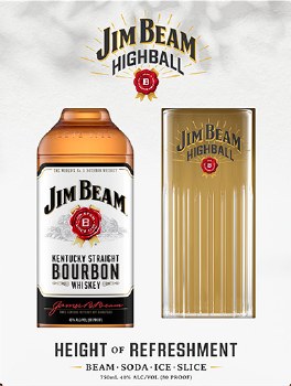 Jim Beam Gift Set with Highball Glass 750ml