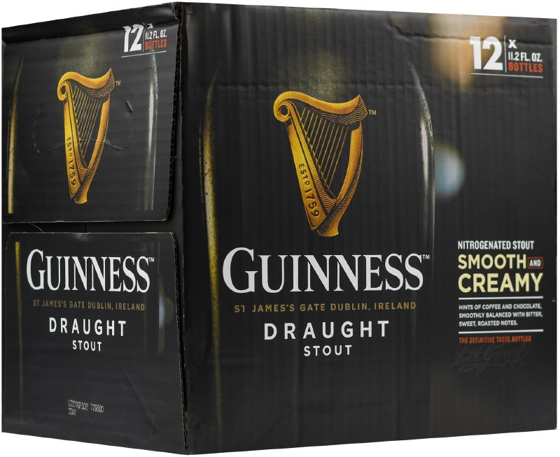 Guinness Beer, Stout, Draught, Nitrogenated - 12 pack, 11.2 fl oz bottles