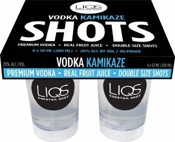 Liqs Vodka Kamikaze Shots 4pk 50ml