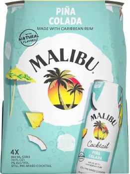 Malibu Pina Colada Cocktail 4pk 12oz Can