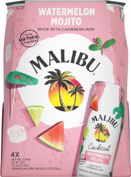 Malibu Watermelon Cocktail 4pk 12oz Can