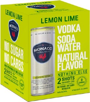 Monaco Lemon Lime Vodka Soda Cocktail 4pk 12oz Can