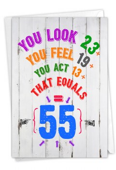 Age Equation 55 Birthday Card