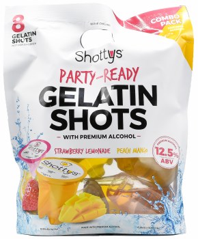 Shottys Gelatin Shots Combo Pack Strawberry Lemonade and Peach Mango 8pk 50ml