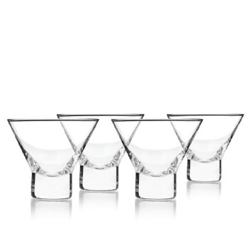 Heavy Base Stemless Crystal Martini Glasses (Set of 4)