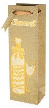 Cheers! Gold Sparkle Wine Bag