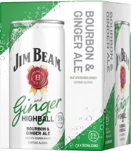 Jim Beam Ginger Highball Bourbon Seltzer 4pk 355ml Can