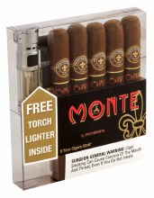 Montecrristo Monte Toro With Torch Lighter 5pk 6" x 52 Ring Guage