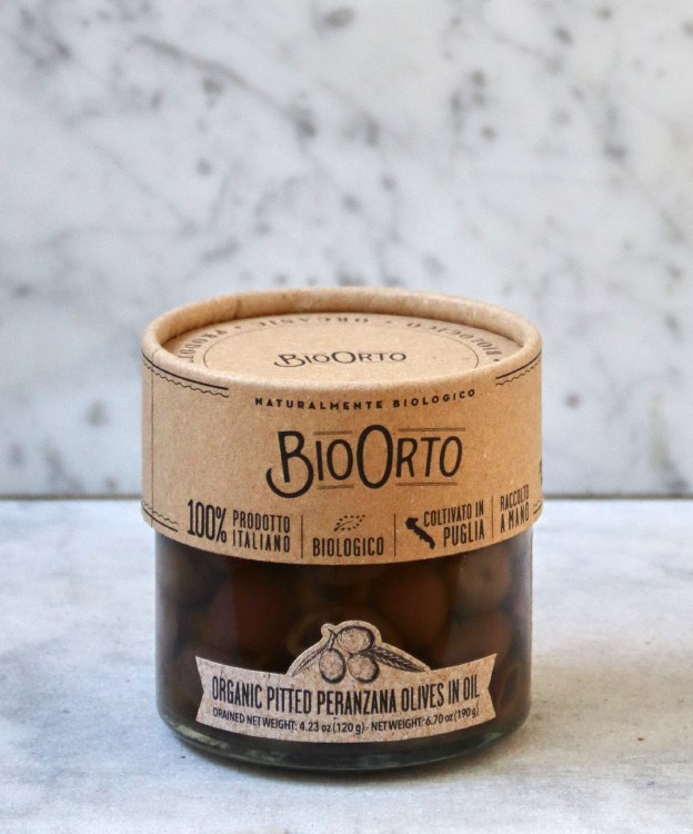 Bio Orto Organic Pitted Peranzana Olives in Oil, 190g