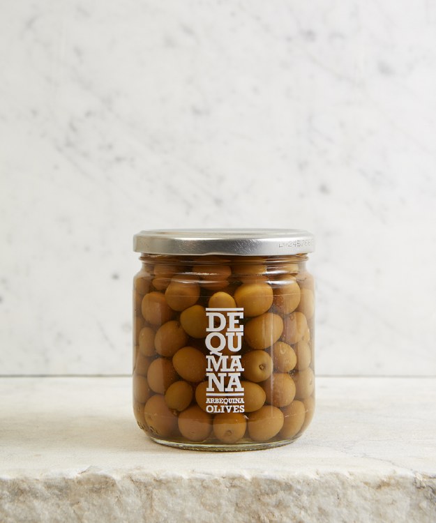 Dequemana Arbequina Olives, 12oz
