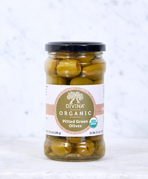 Divina Organic Pitted Green Olives, 6oz DeLAURENTI