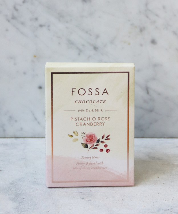Fossa Pistachio Rose Cranberry 64% Dark Milk Bar, 50g