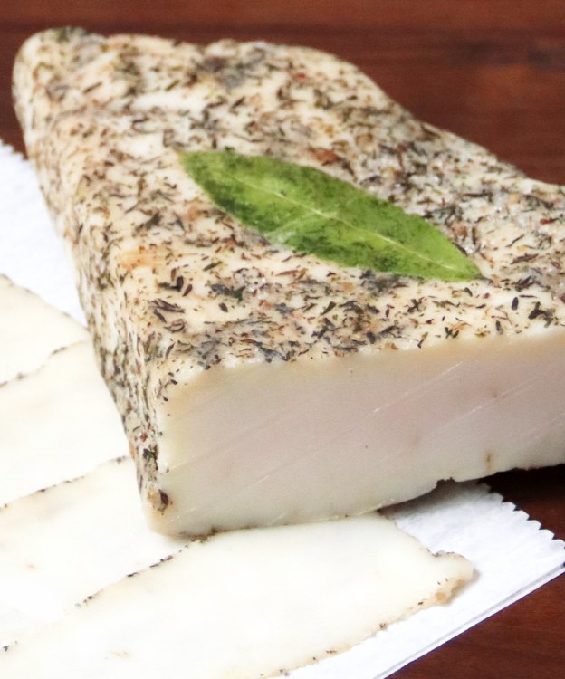 Smoking Goose Lardo, sliced