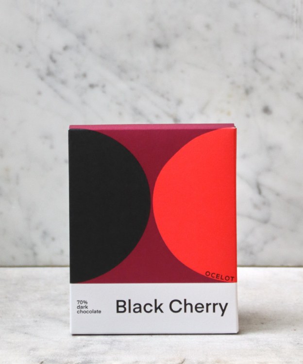 Ocelot Black Cherry 70% Dark Chocolate Bar, 100g